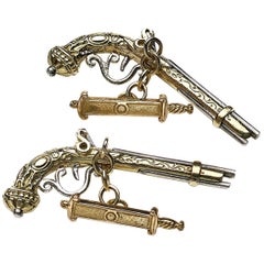 Duelling Pistol Gold Cufflinks