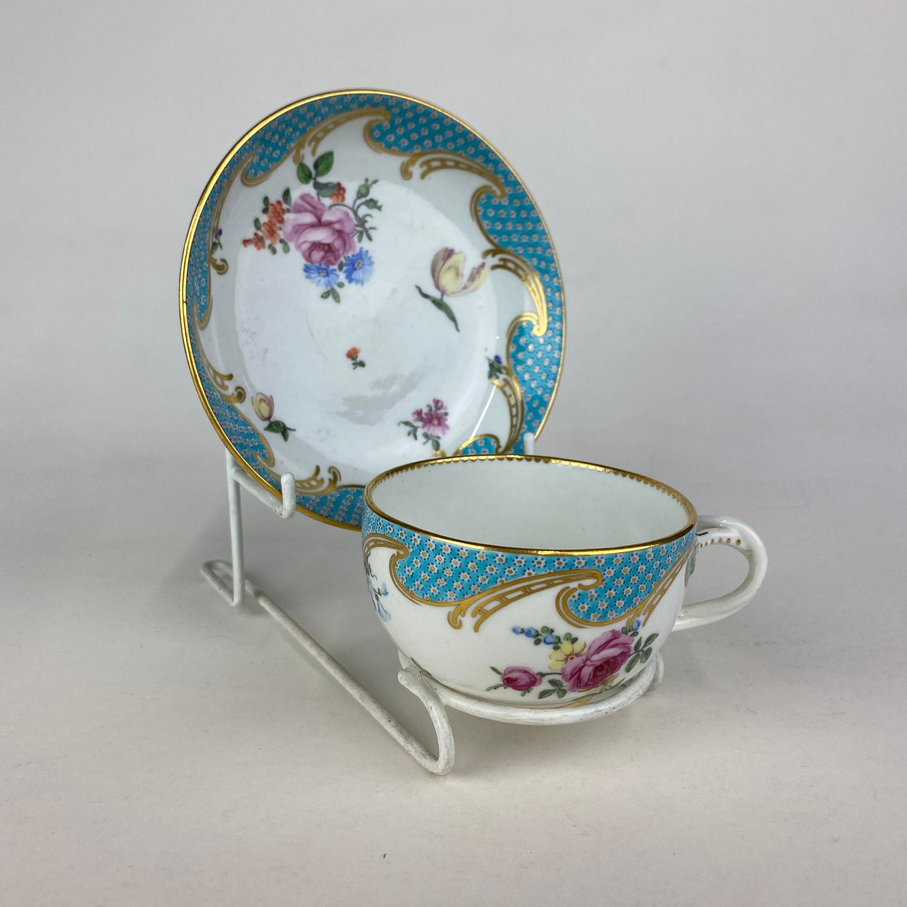 Georgiano Tazza e piattino Duesbury Derby 1765 circa in vendita