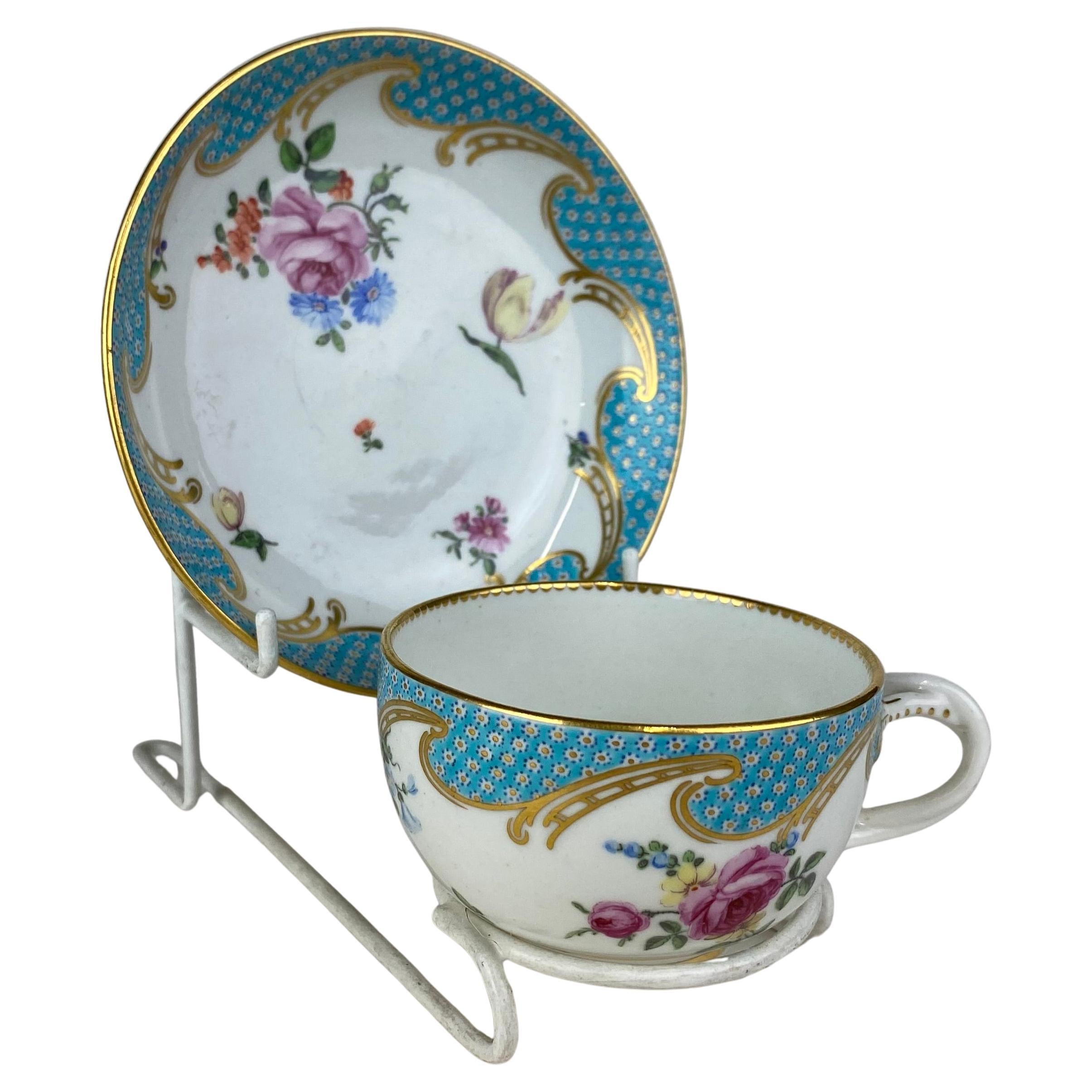 Tazza e piattino Duesbury Derby 1765 circa in vendita