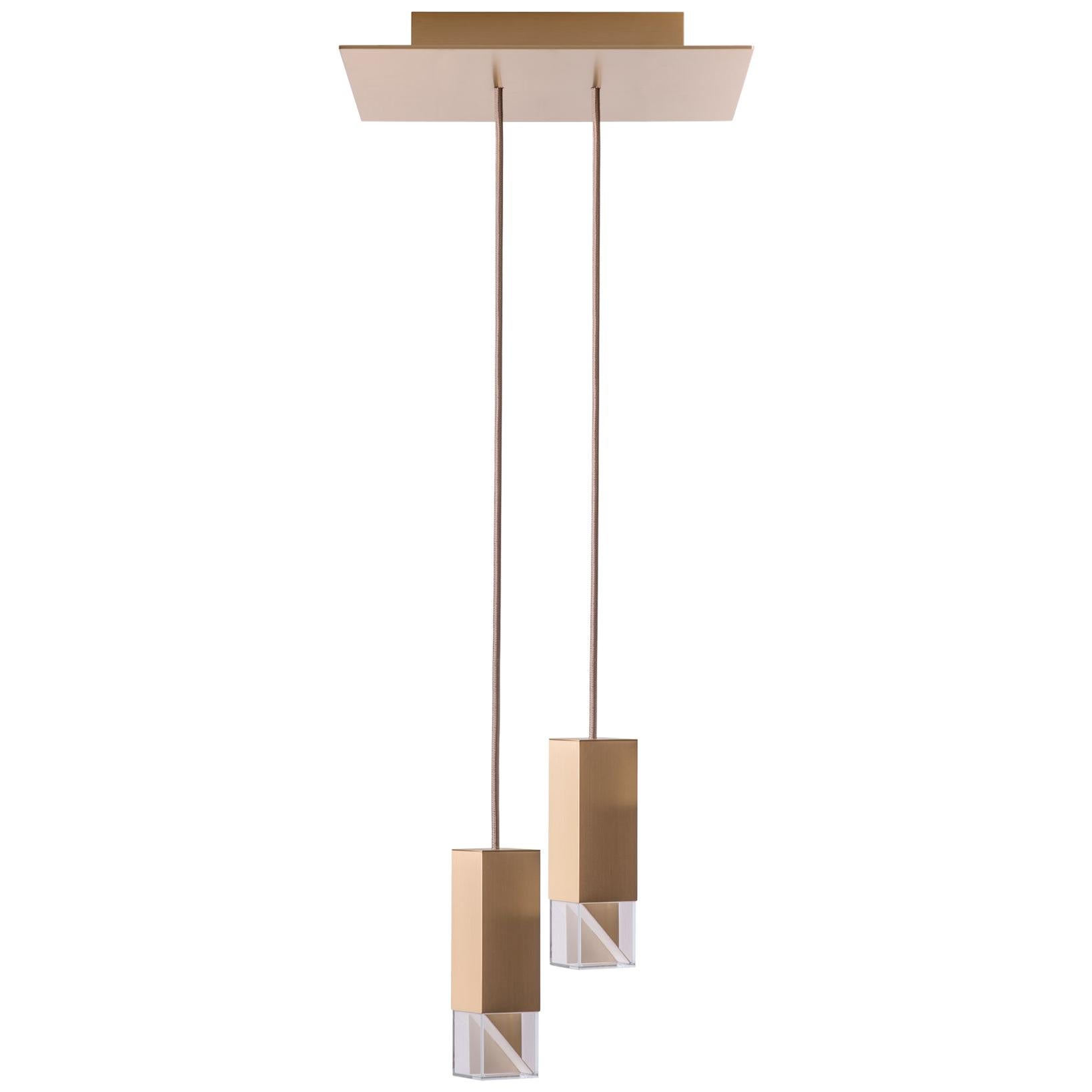 Duet Chandelier 'Lamp/One' in Brass by Formaminima For Sale