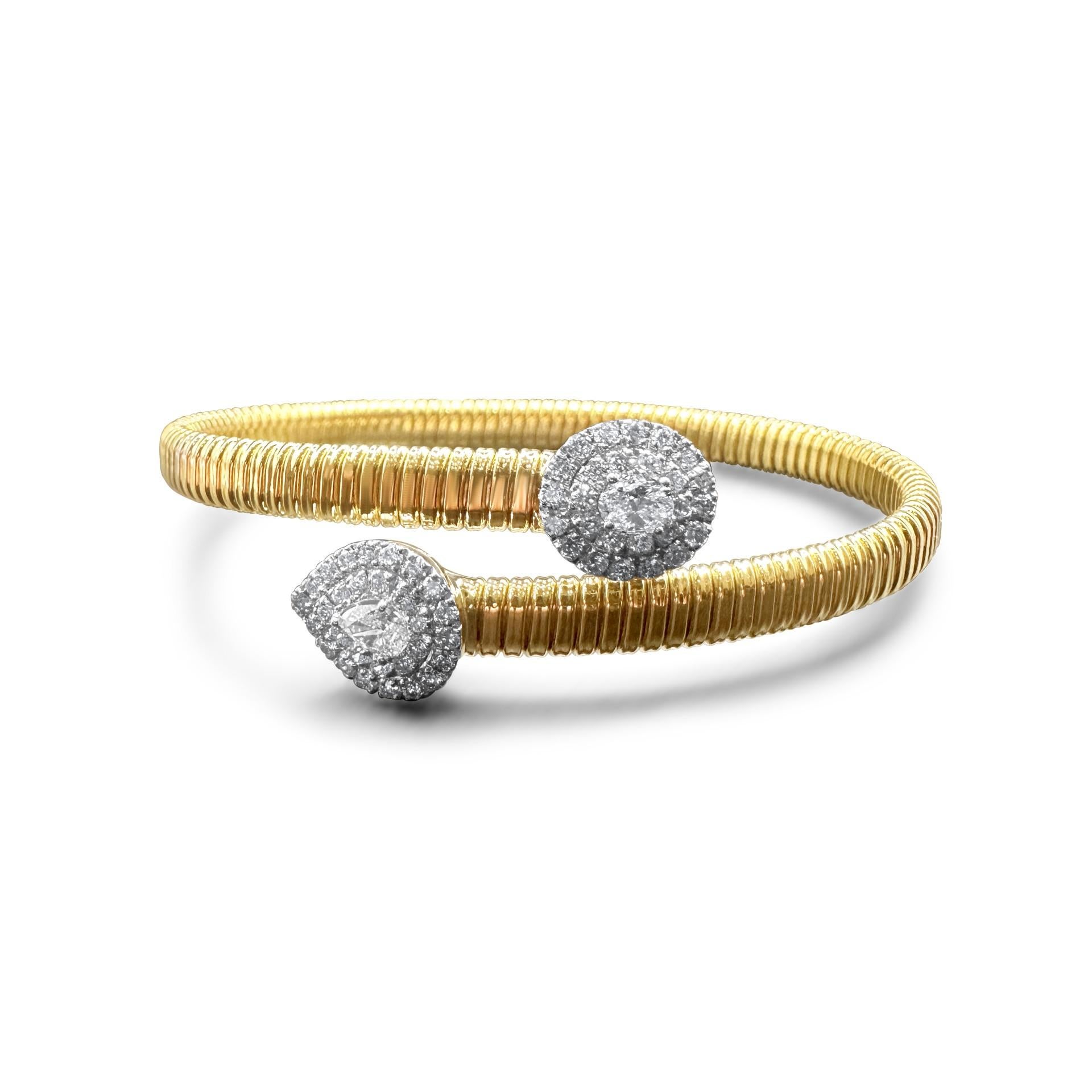Oval Cut Duet Diamond Halo Bypass Ring, Pear and Oval For Sale