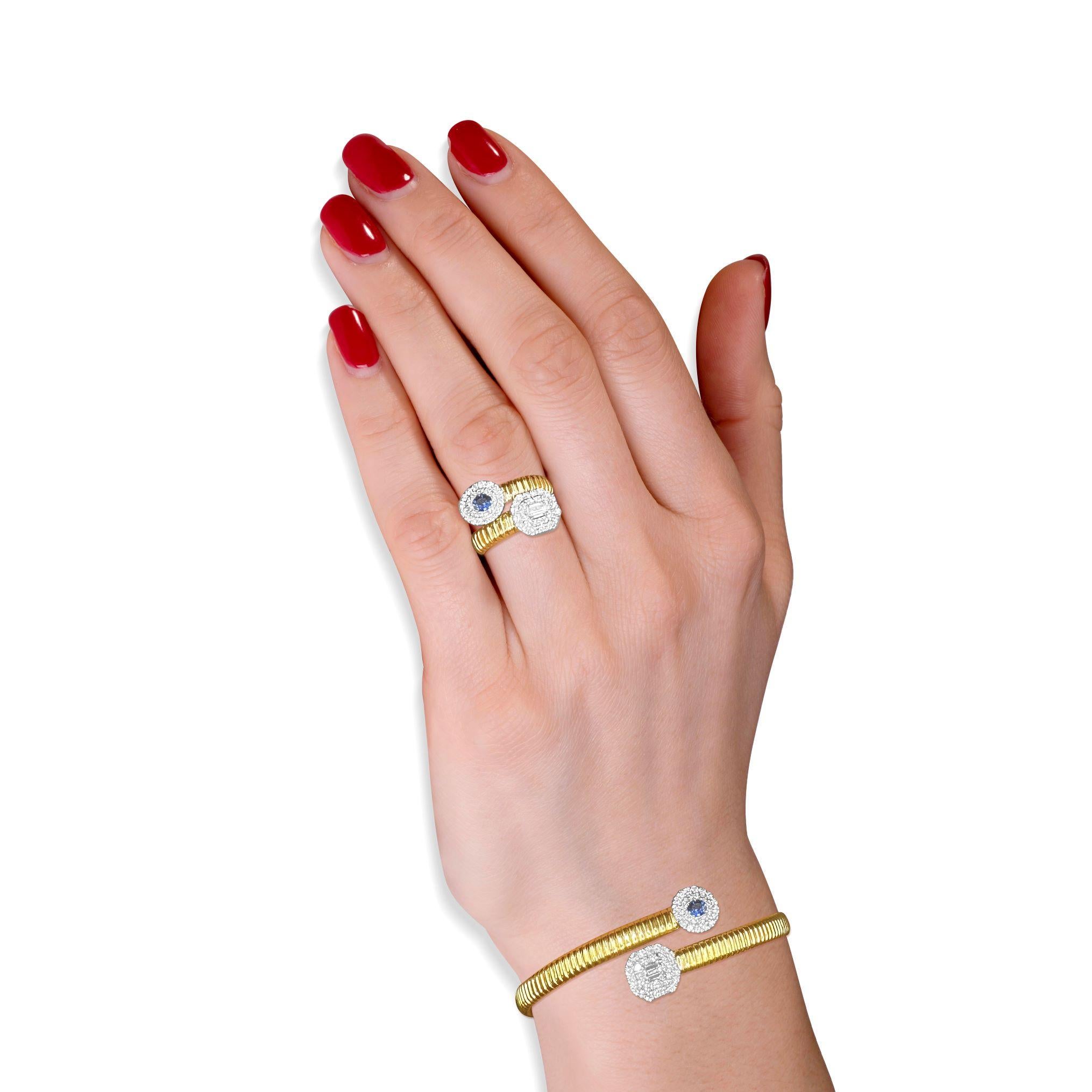 Duet Diamond Halo Bypass Ring, Pear and Oval For Sale 3