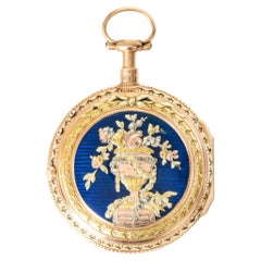 Dufalga Geneve. A Four Colour Gold Enamel Verge Watch C1770