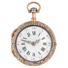 Dufalga Geneve Gold-Taschenuhr mit Quarzrepeater, Diamant und Emaille, Paar