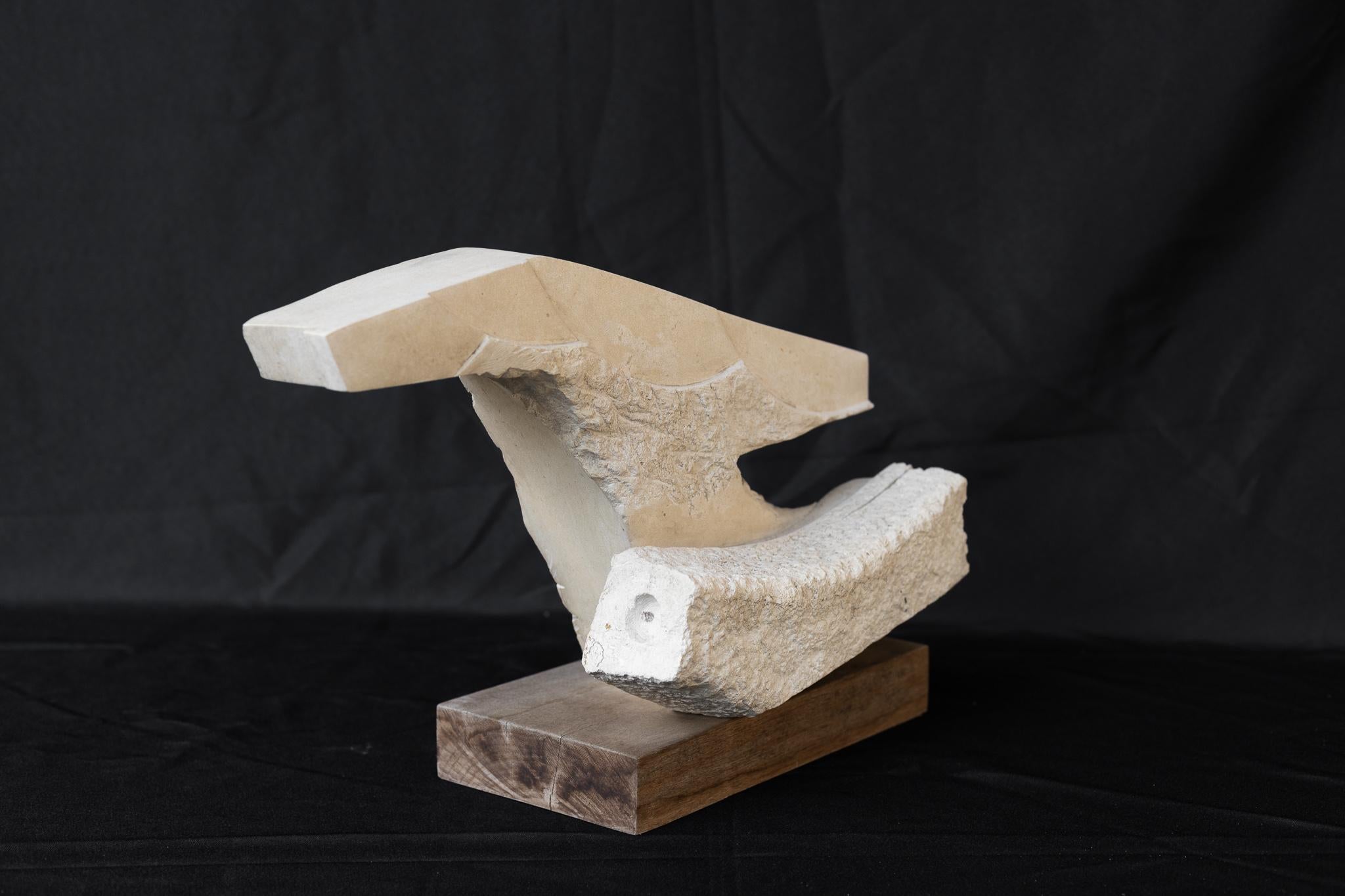 Abstrakte Kalkstein-Skulptur – Sculpture von Duff Browne