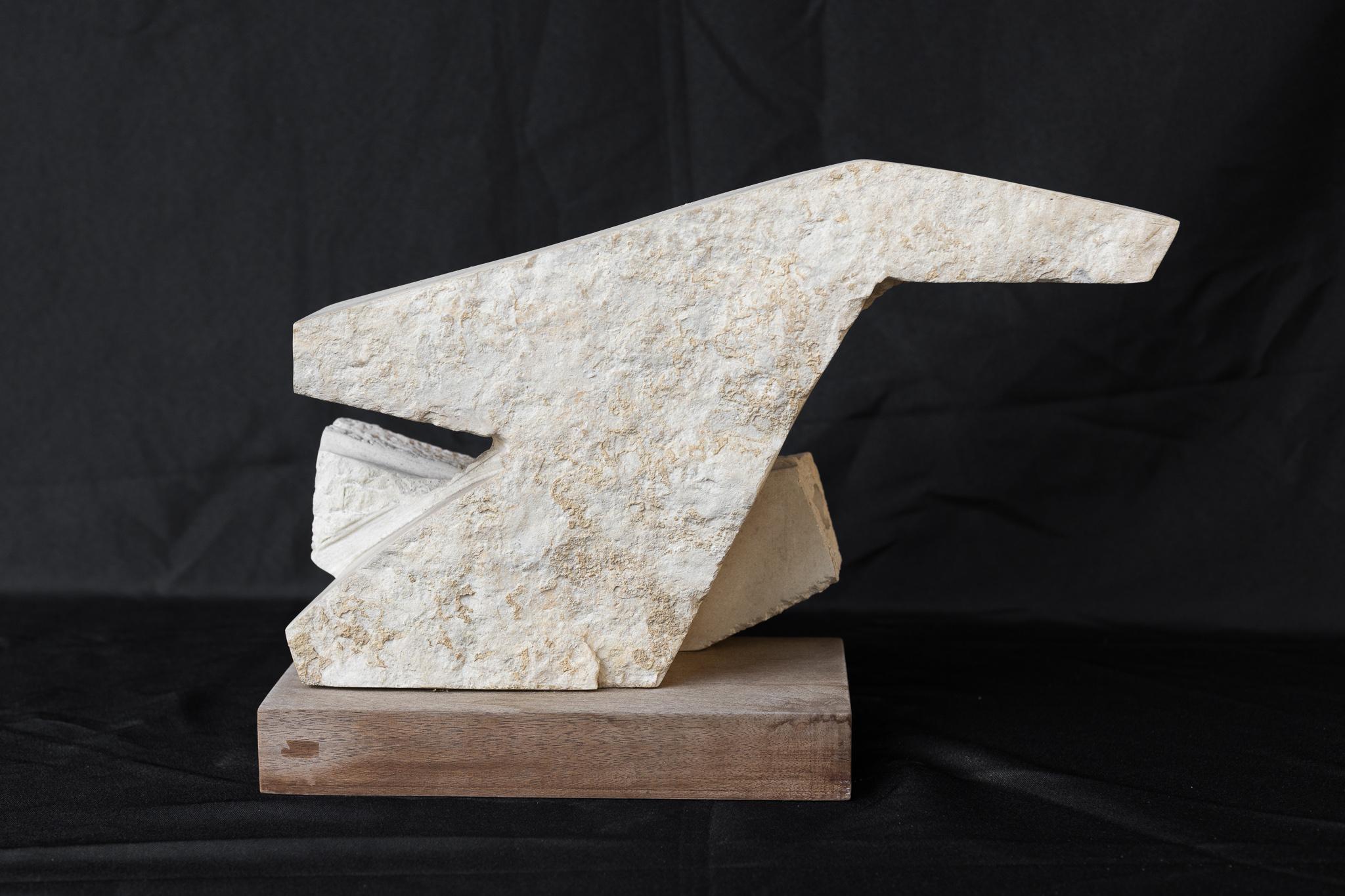 Abstrakte Kalkstein-Skulptur (Schwarz), Abstract Sculpture, von Duff Browne