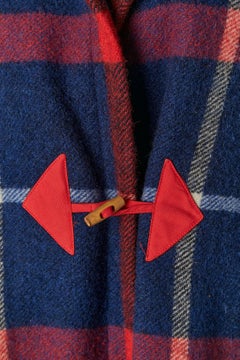 Dufflecoat aus Wolle mit Kapuze und Tartanmuster COURREGES HYPERBOLE