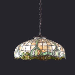 Duffner & Kimberly Arts & Crafts Leaded Stained Glass Hanging Light c1910