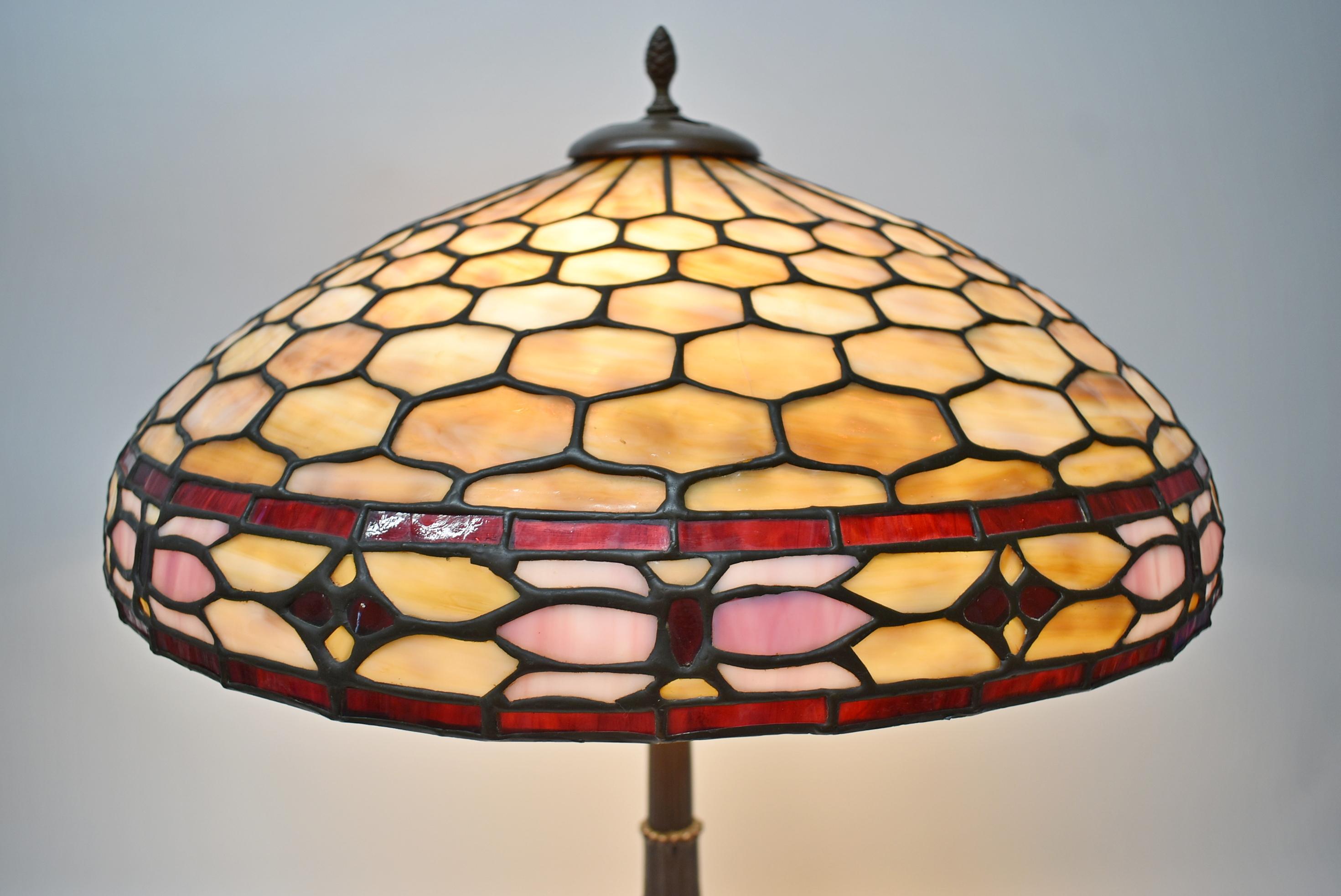 Duffner & Kimberly Leaded Stained Glass and Bamboo Table Lamp 8