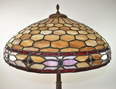 Duffner & Kimberly Leaded Stained Glass and Bamboo Table Lamp