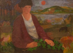Figure with Ivy - Late 20th Century Figurative Oil Piece by Duffy Ayers
