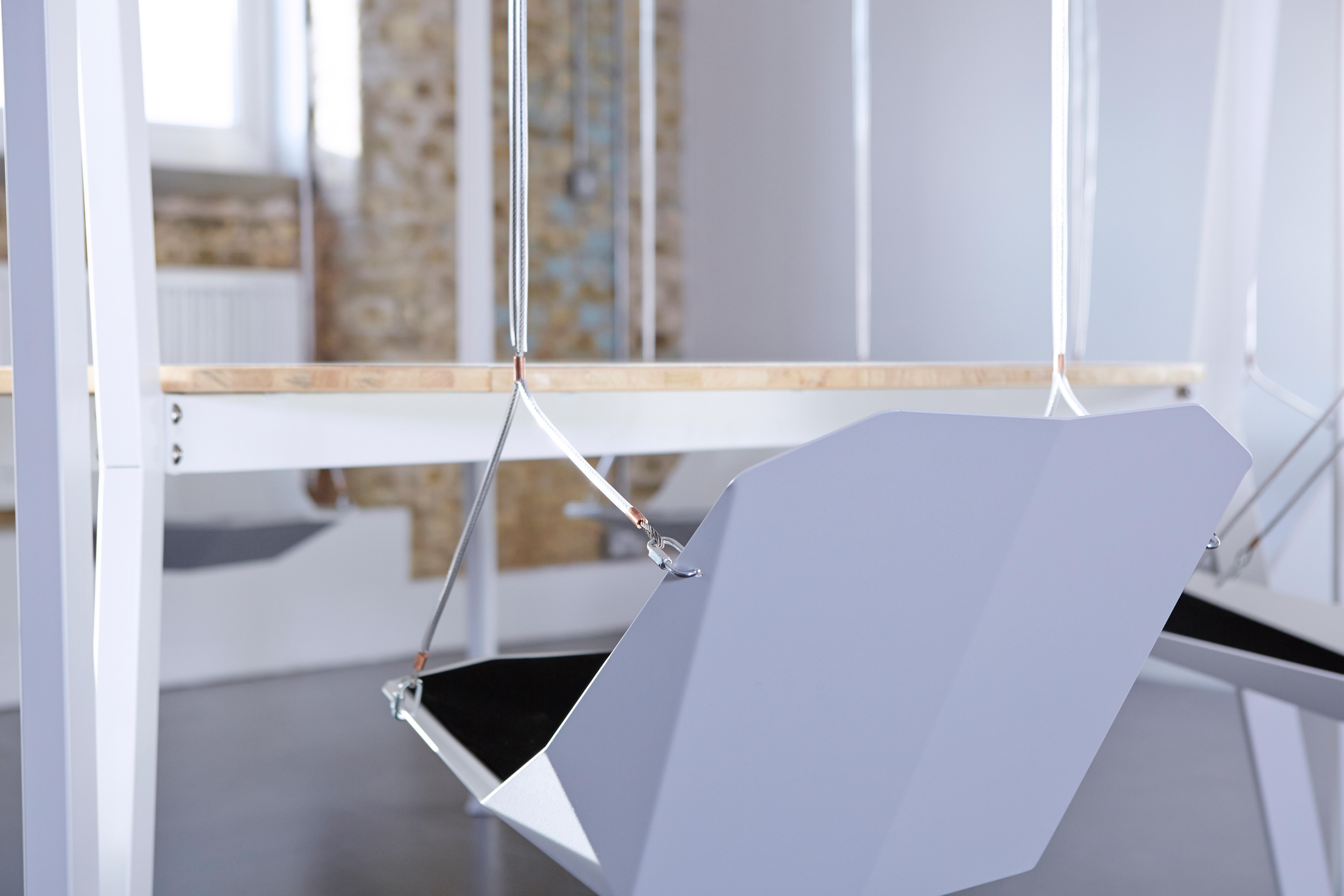 Runder Swing-Tisch aus Stahl und Ulme für das Boardroom oder das Esszimmer im Angebot 3