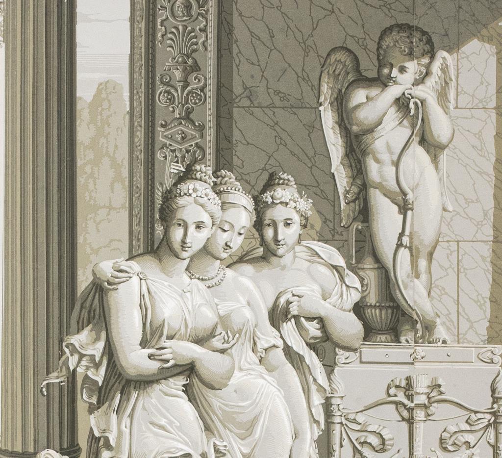 Neoclassical Dufour & Blondel 'Psyche & Venus' Wallpaper Scene