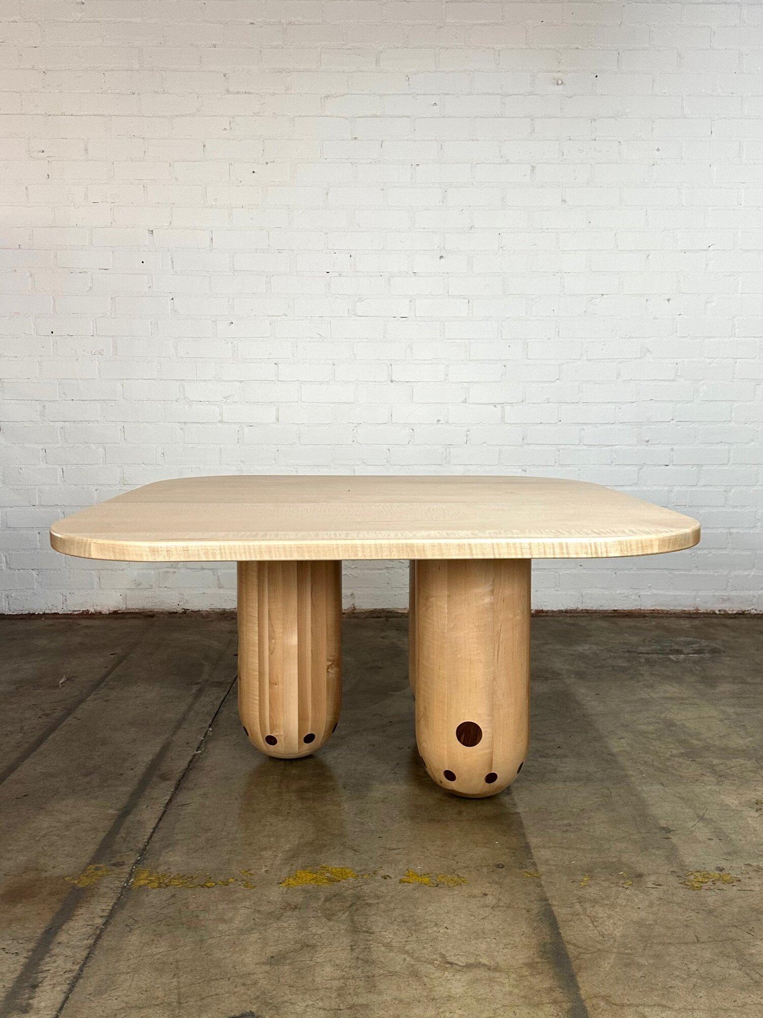 Contemporary Dug trio table in maple For Sale