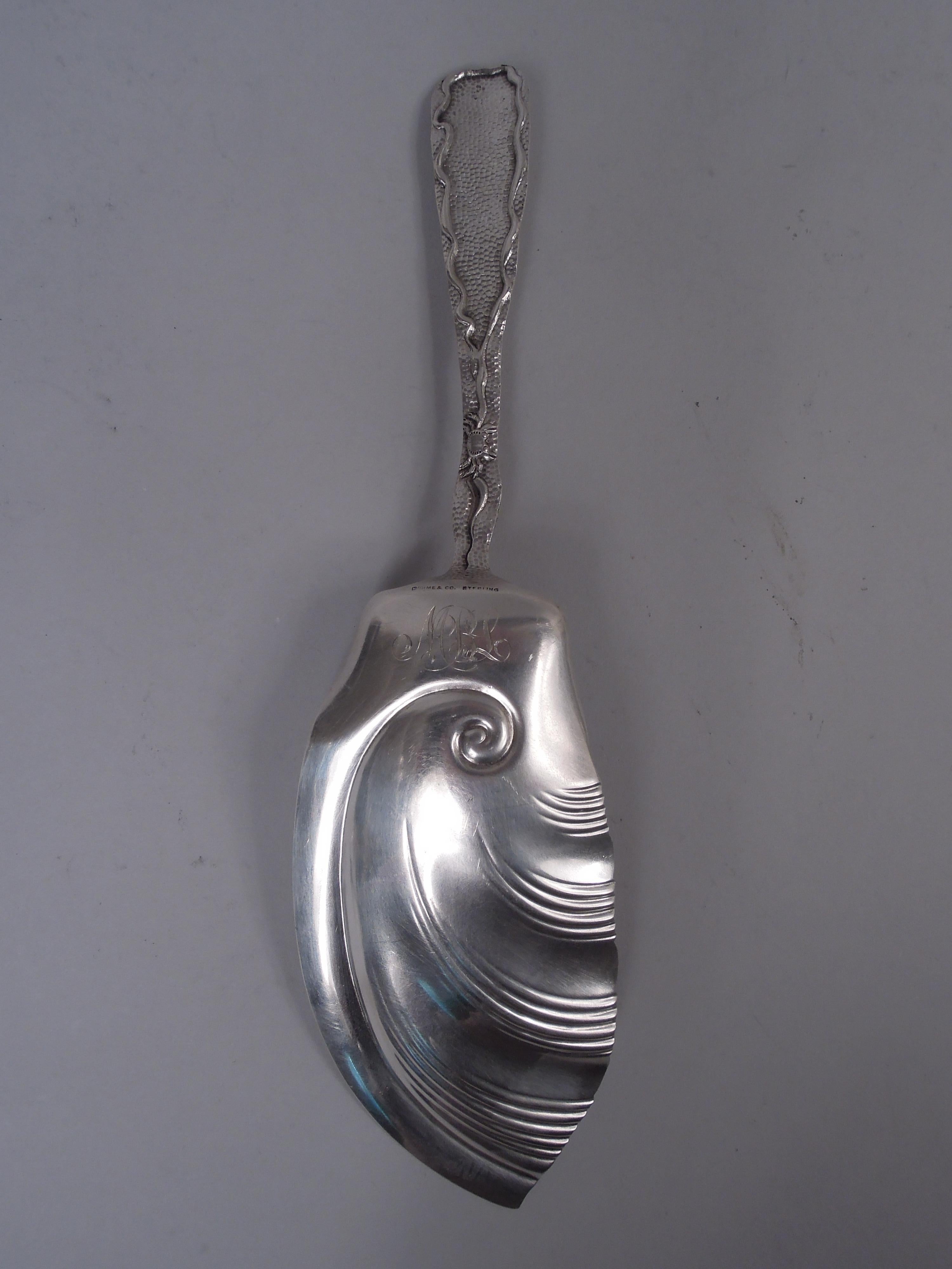 Japonisme Duhme American Japonesque Sterling Silver Fish Serving Fork & Slice For Sale
