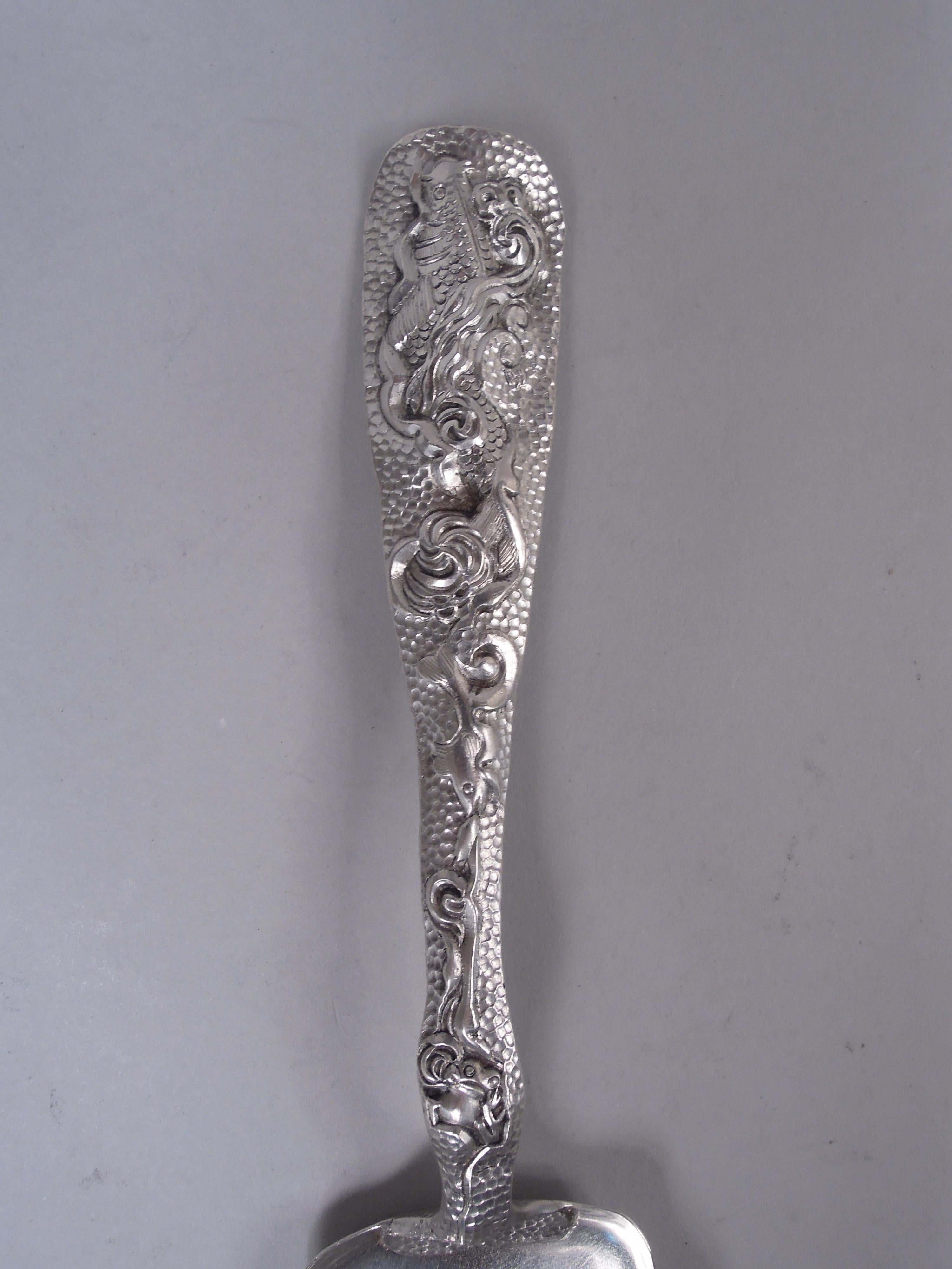 Duhme American Japonesque Sterling Silver Fish Serving Fork & Slice In Good Condition For Sale In New York, NY