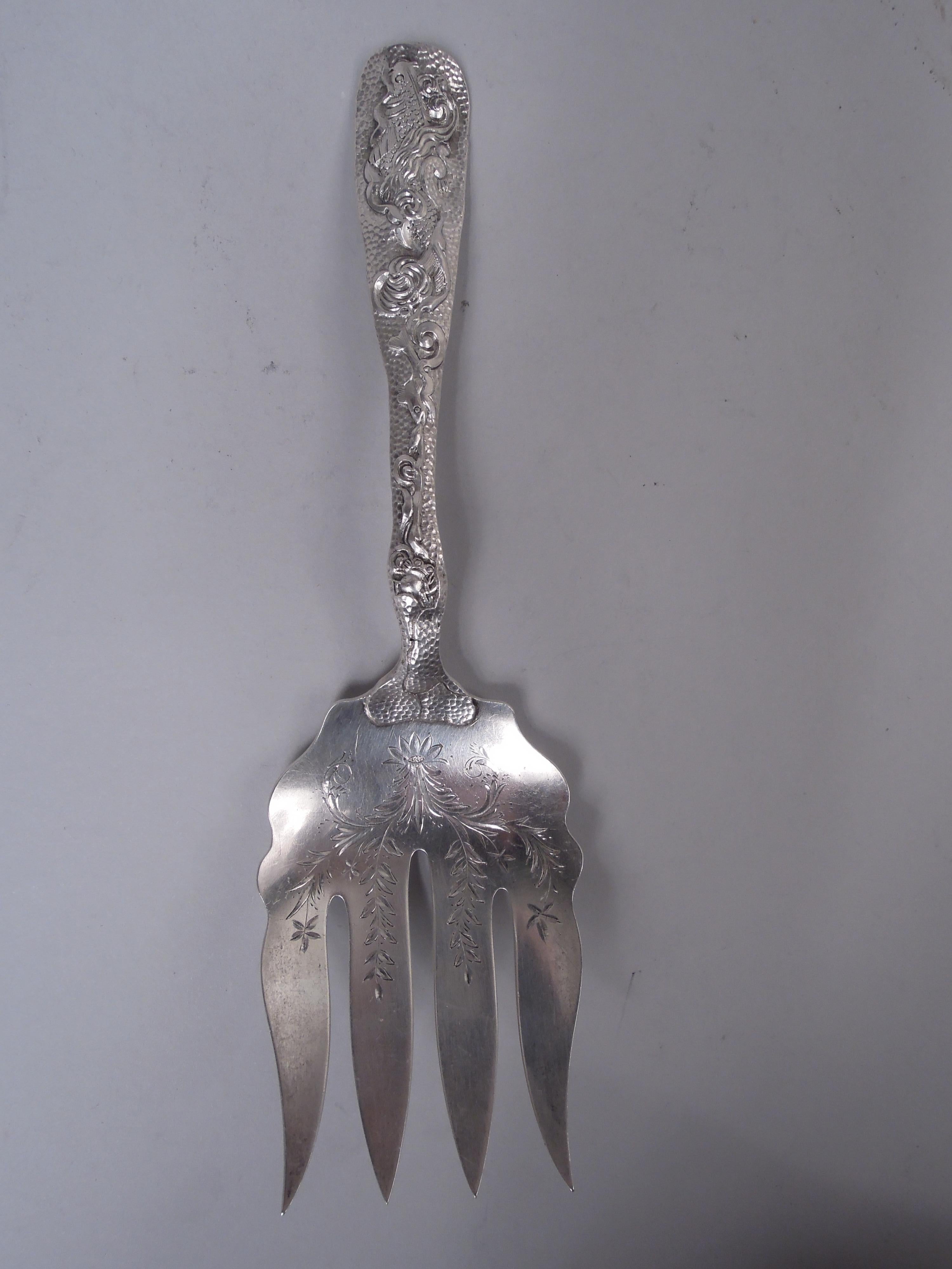 Duhme American Japonesque Sterling Silver Fish Serving Fork & Slice For Sale 1