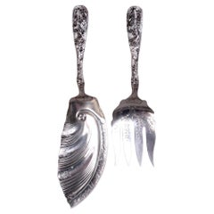 Duhme American Japonesque Sterling Silver Fish Serving Fork & Slice