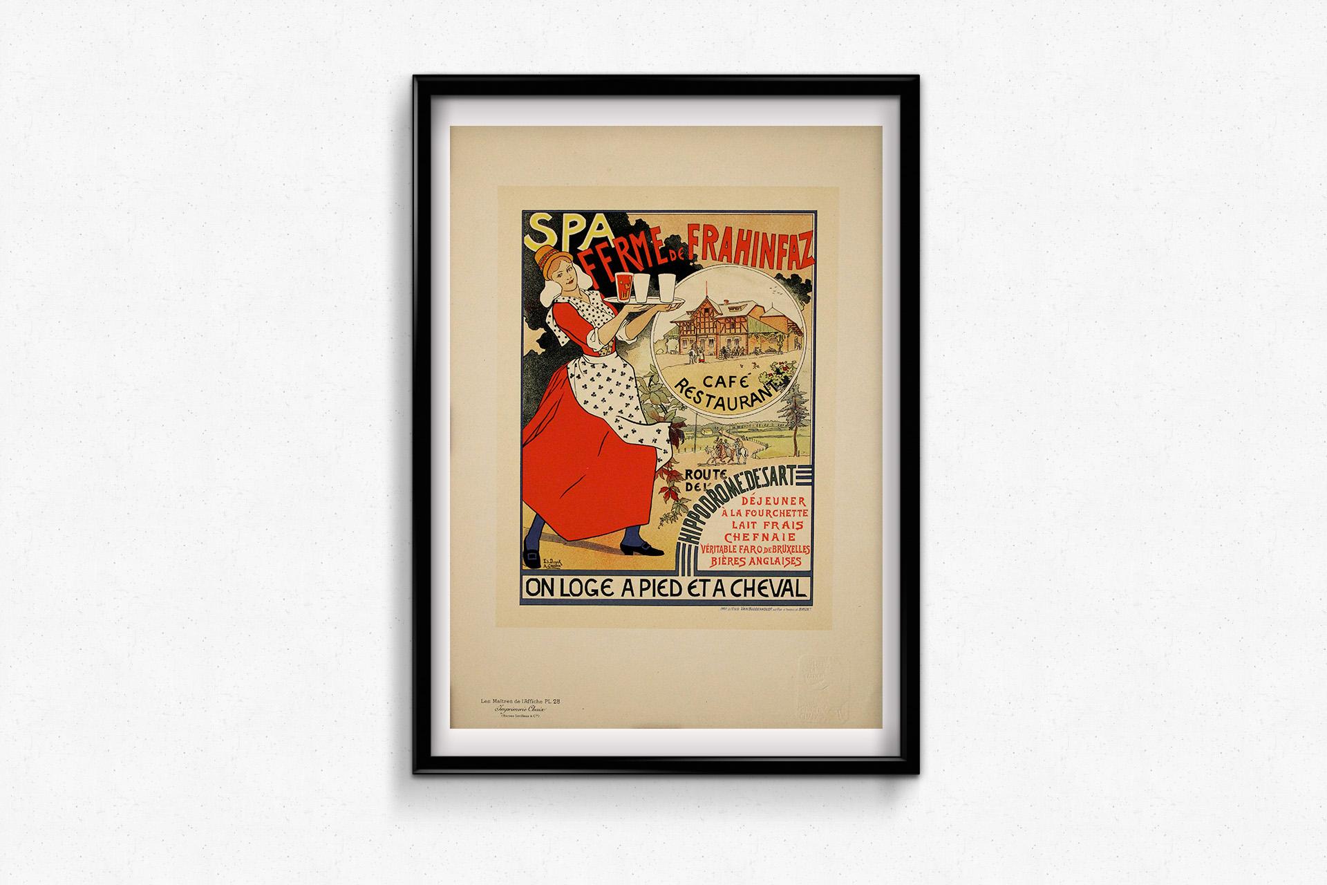 1896 Original lithograph by Duick & Crespin Ferme de Frahinfaz near Spa, Belgium For Sale 3