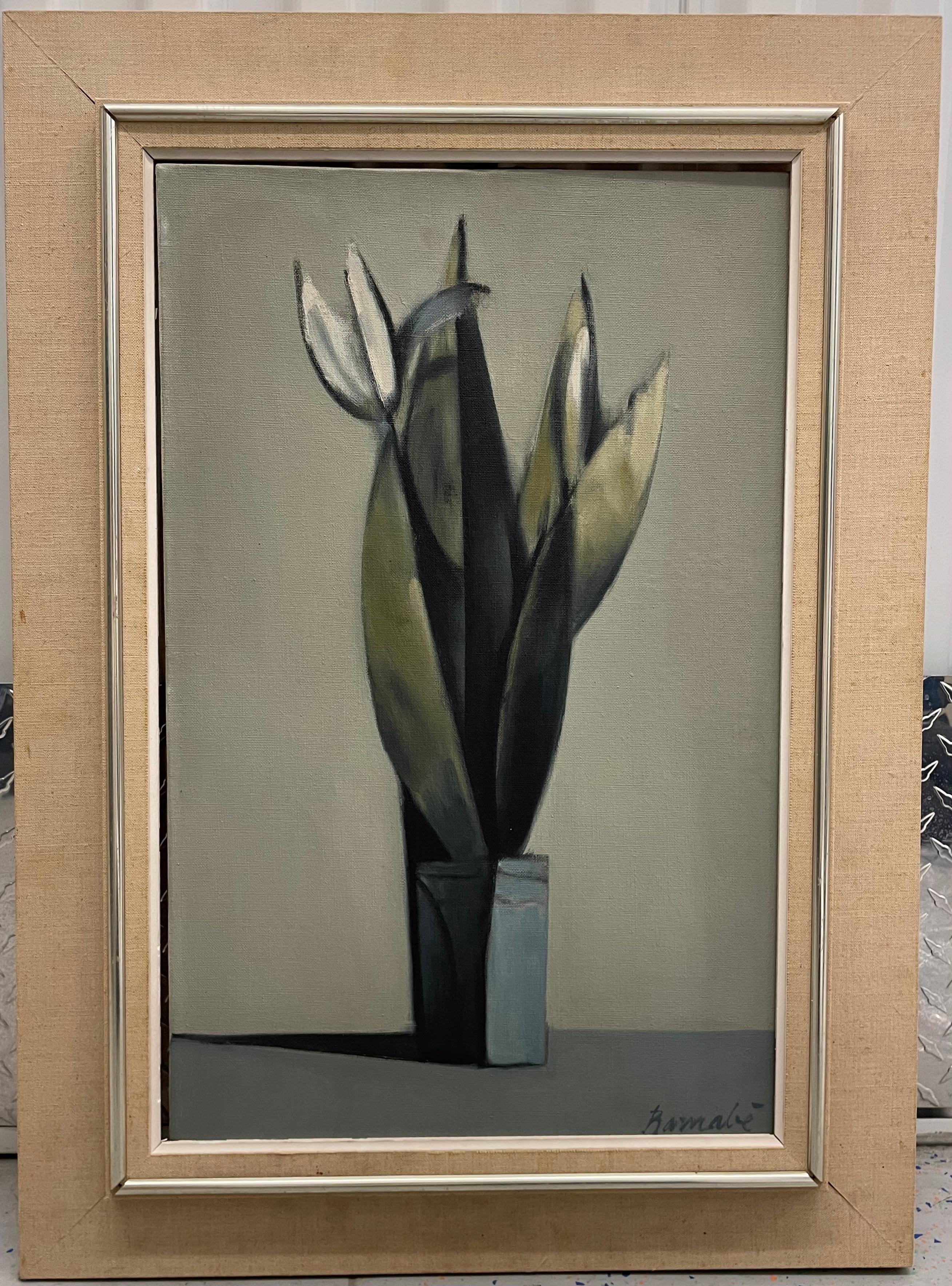 Bouquet: Blue Background - Painting by Duilio Barnabé