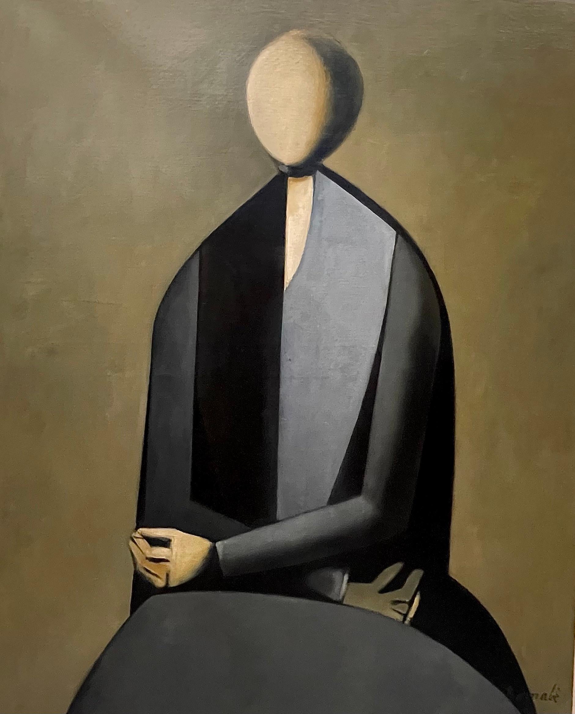 Duilio Barnabé Figurative Painting - Figura seduta (Seated figure)
