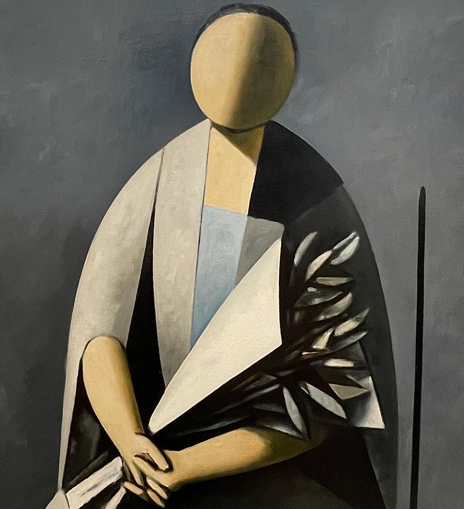 Donna con fiori - Figurative Painting Nero di Duilio Barnabé