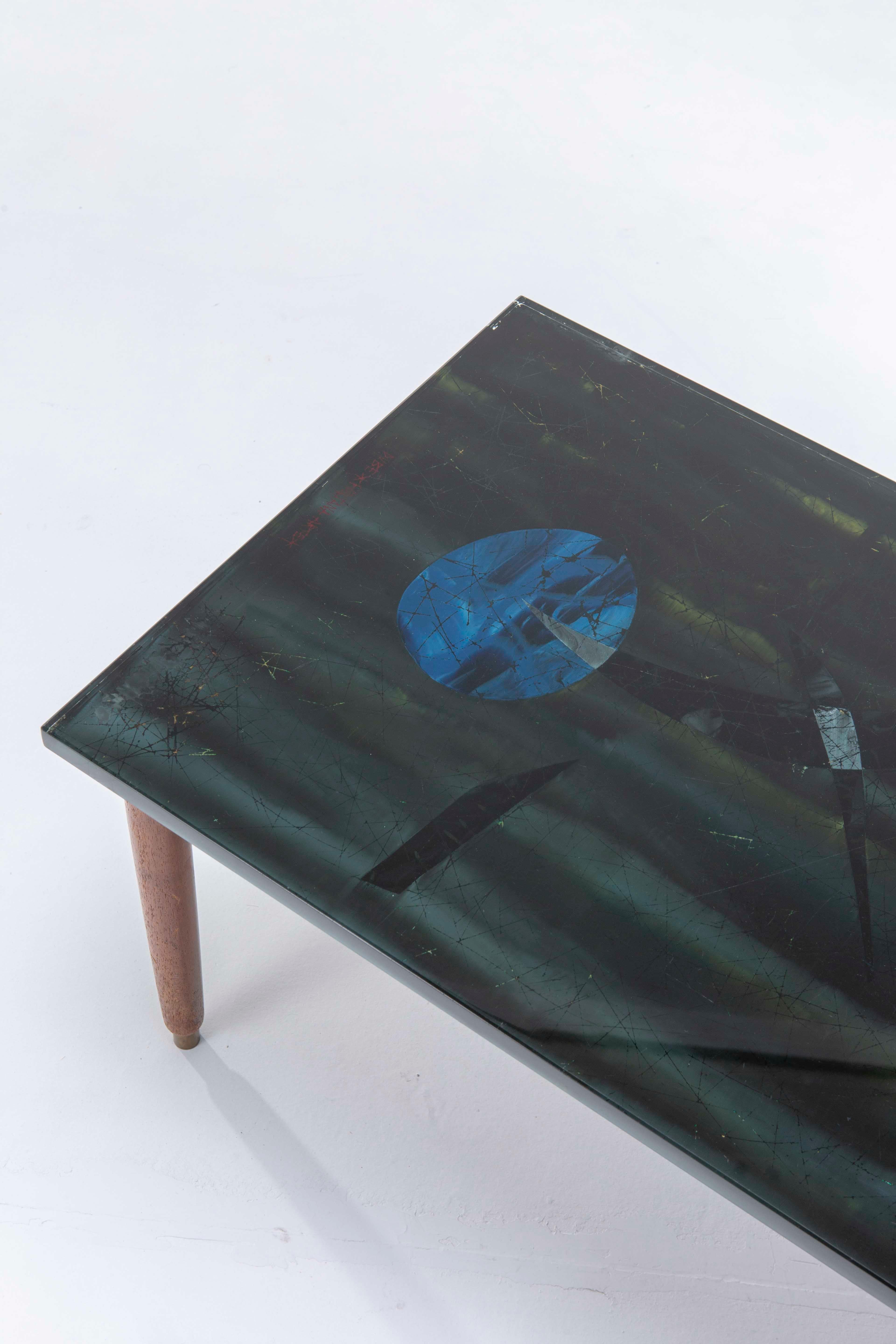 Mid-20th Century Duilio Bernabè known Dubè coffee table eglomized glass for Fontana Arte 1960s
