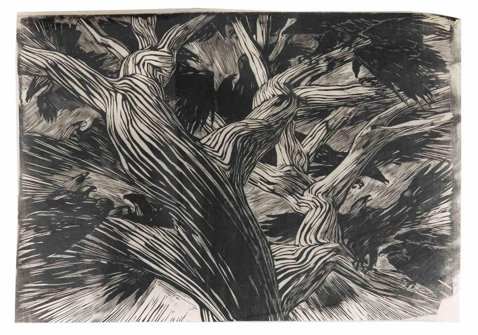 The Crow - Woodcut by Duilio Cambellotti - 1930s