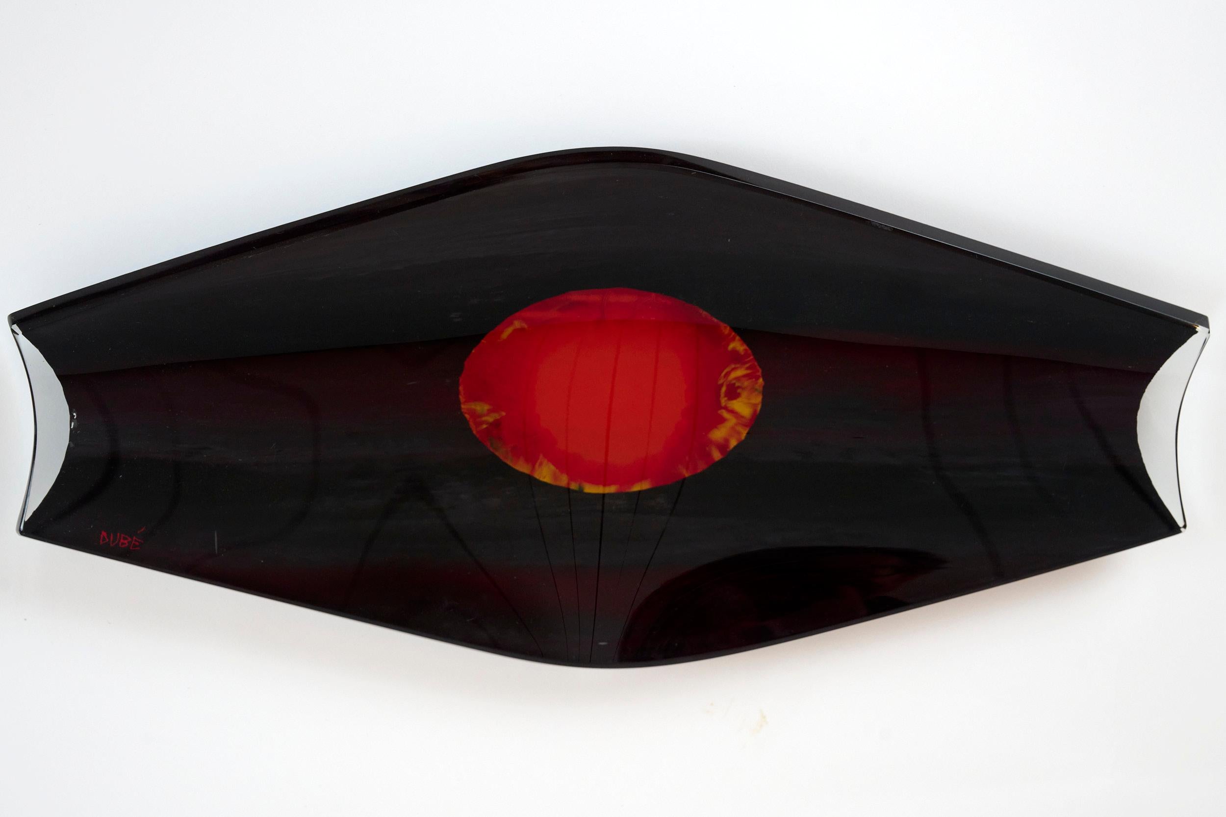 Glass dish by Duilio (Dube´) Barnabé

Reverse painted and bevelled glass

Produced by Fontana Arte
Italy c 1956.