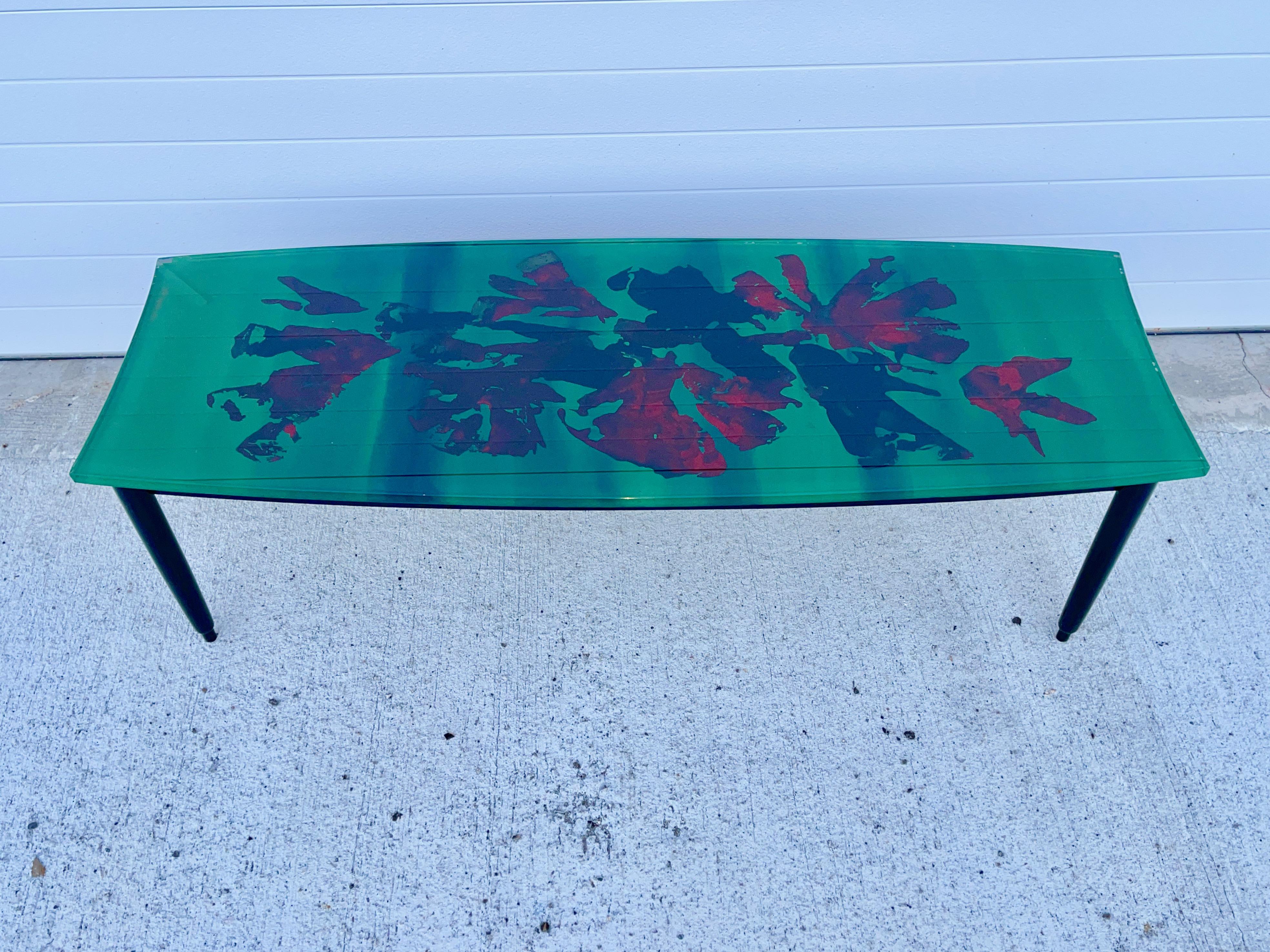 Mid-Century moderno Cocktail Table con piano in vetro dipinto al contrario di Duilio 'Dubé' Barnabe per Fontana Arte in vendita