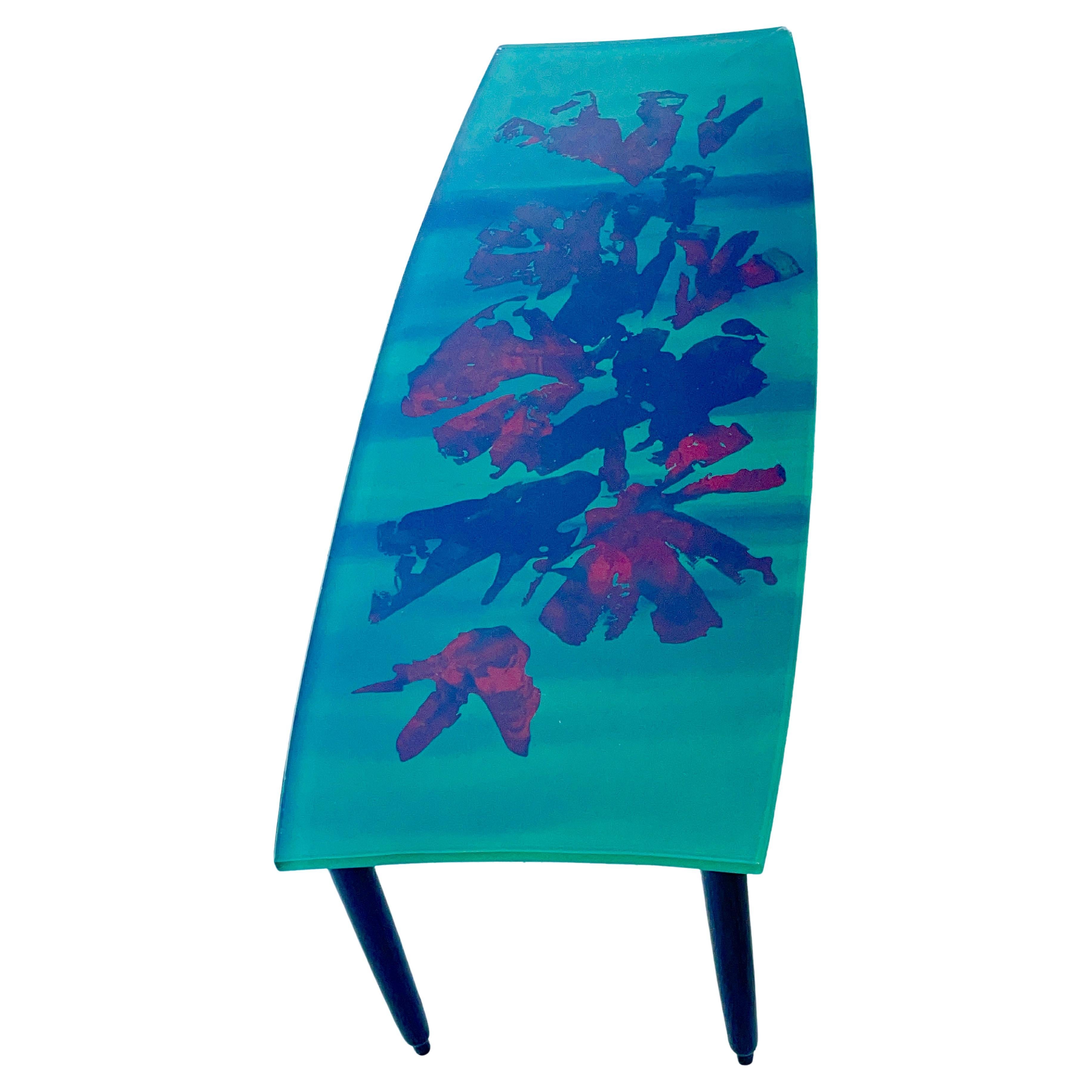 Duilio 'Dubé' Barnabe Reverse Painted Glass Top Cocktail Table for Fontana Arte For Sale