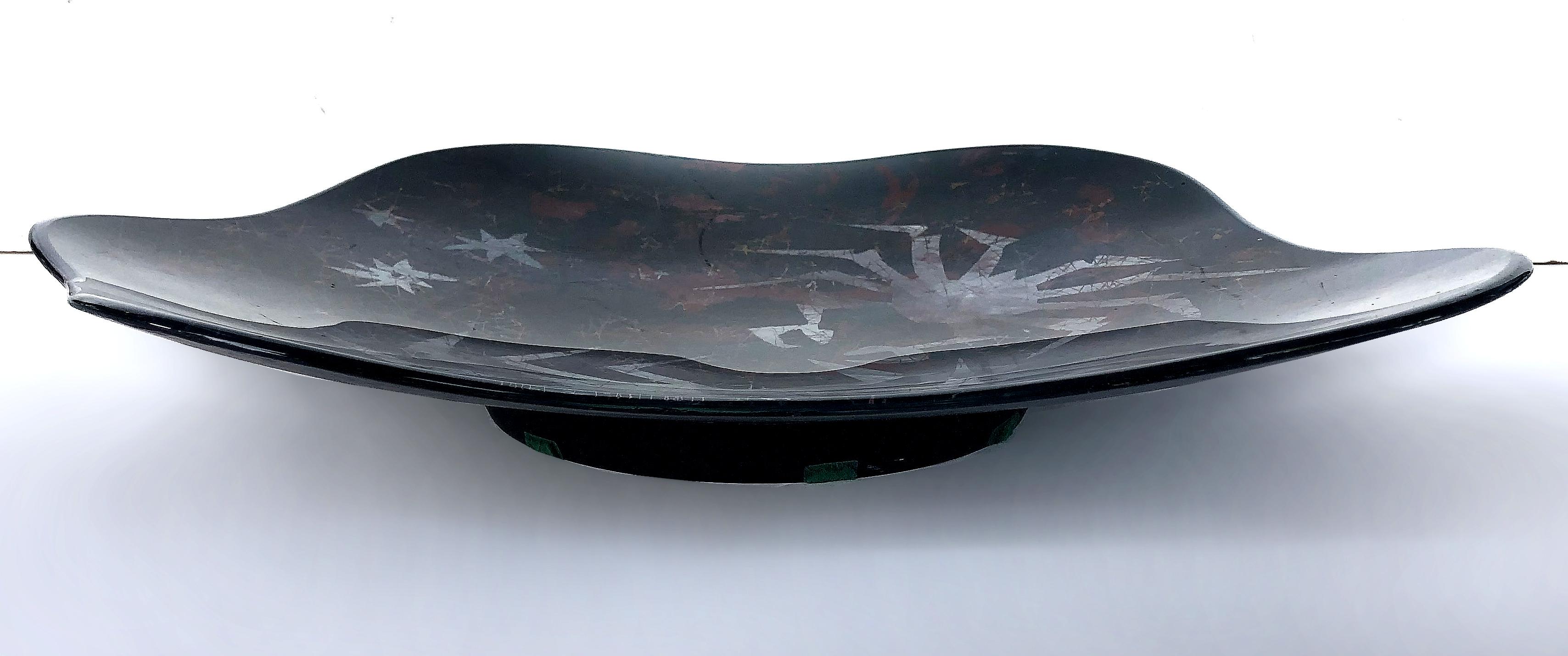 Hand-Painted Duilio Dubé Bernabe Fontana Arte Glass Centerpiece Bowl For Sale