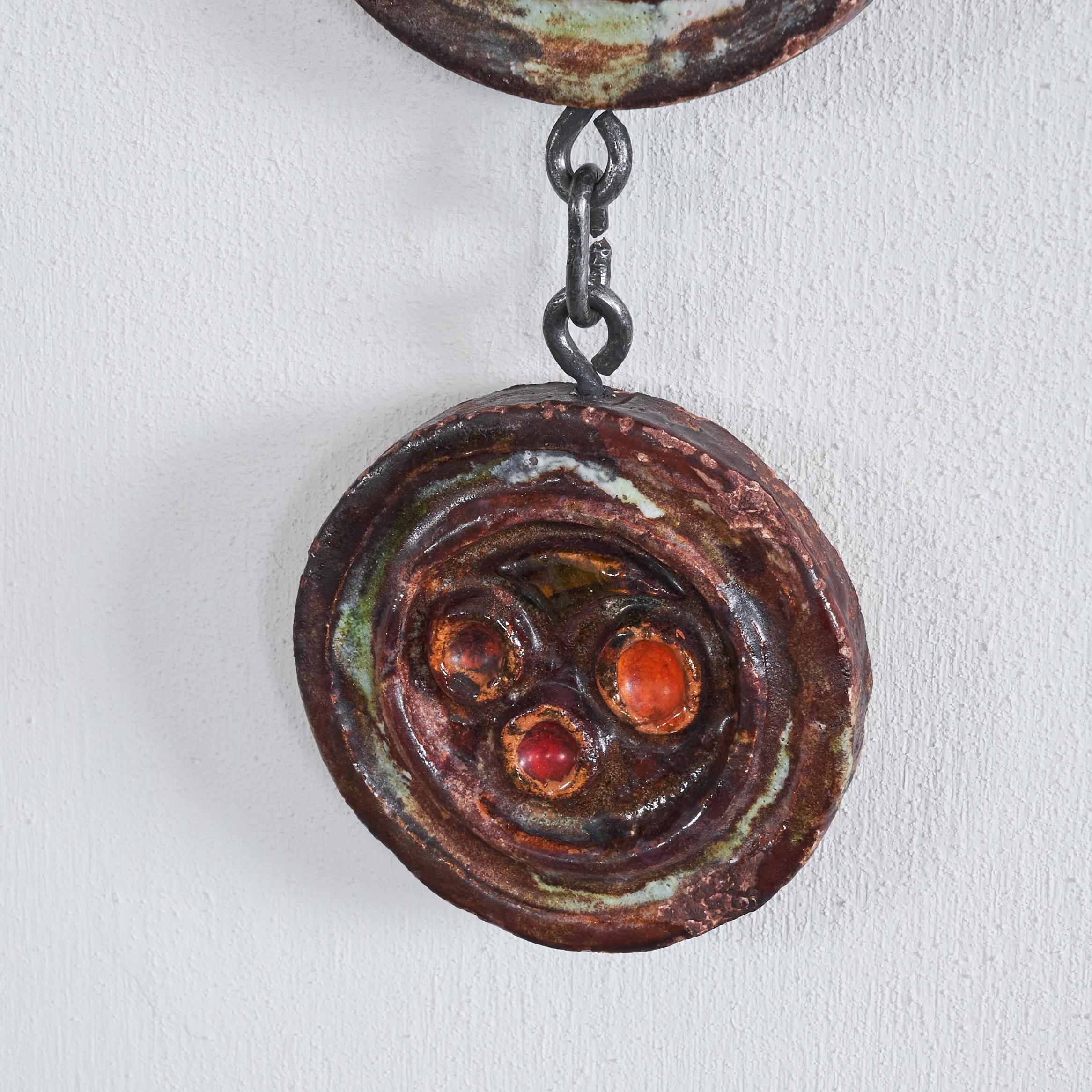 Hand-Crafted Duisburger Kunstgewerbe Mid Century Studio Pottery Wall Hanging 1960s For Sale
