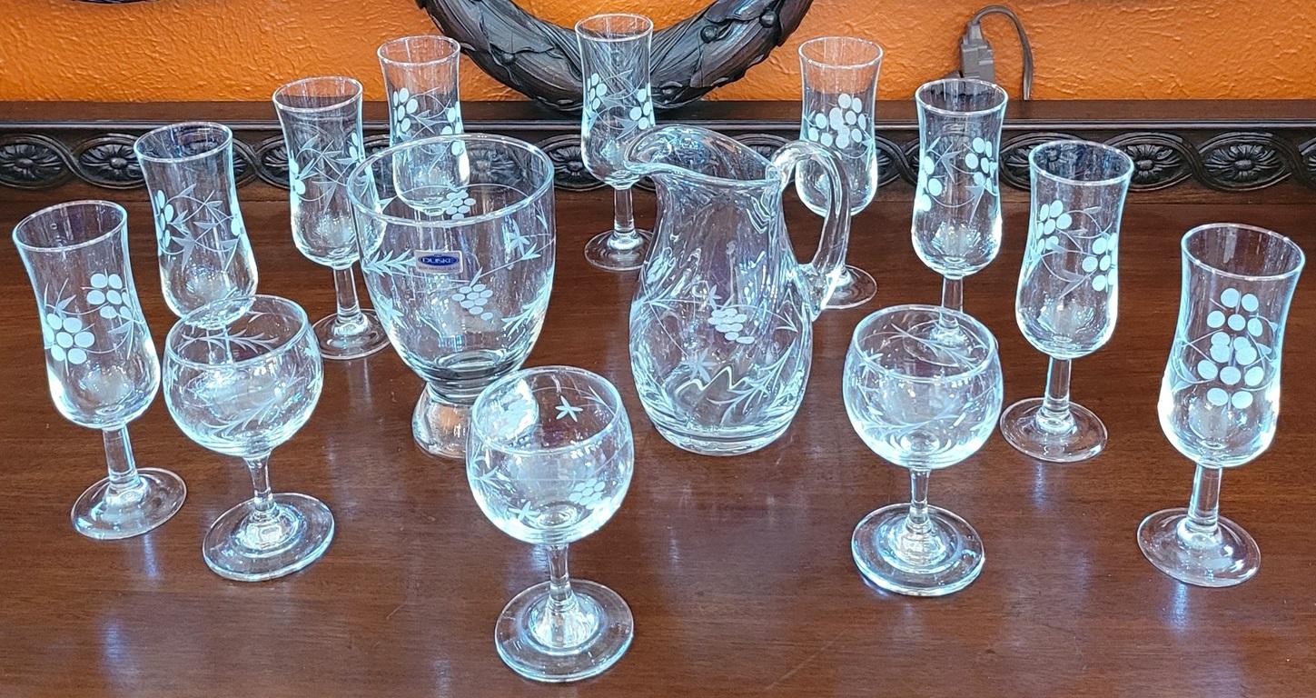 Modern Duiske Irish Hand Cut Glassware Set For Sale