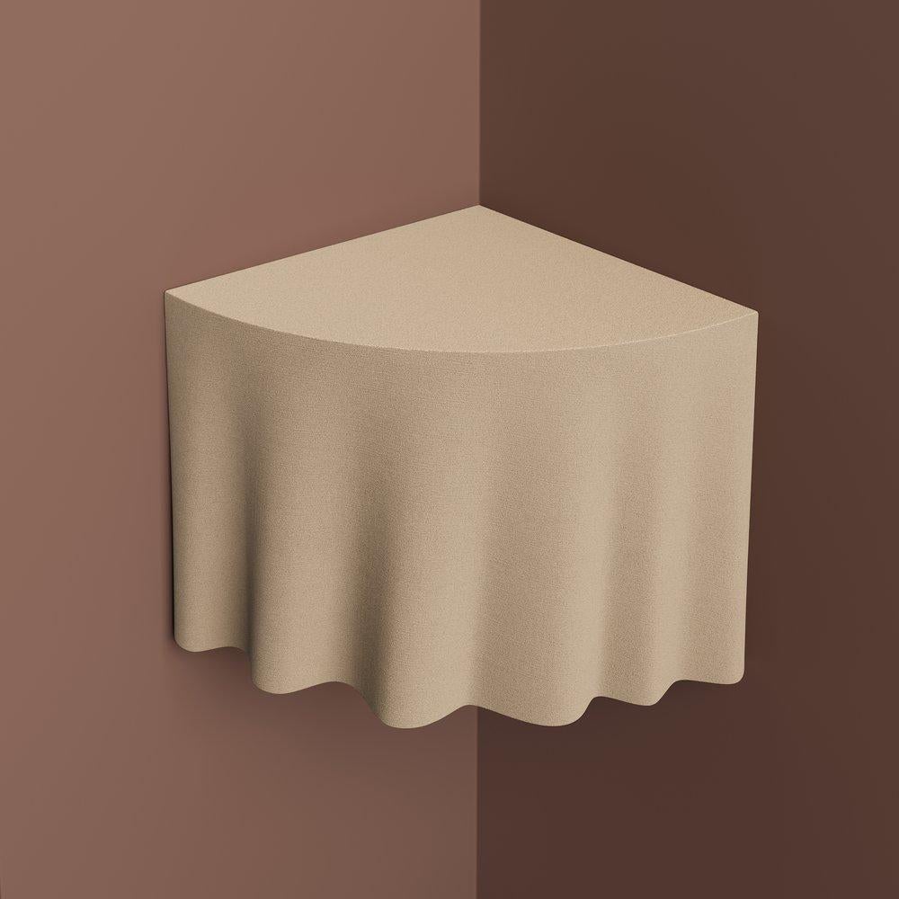 Duk Quartz Sand Wall Mounted Side Table by Studio TOOJ
Designed by T. Woon
Dimensions: W 35 x H 32 cm.
Materials: Quartz sand.

The wall-mounted corner table stands as a perfect embodiment of the designer's passion for seamlessly blending illusions