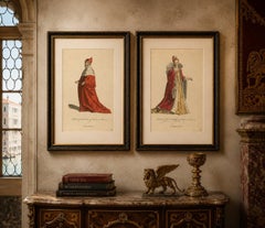 Duke & Duchess of Venice Costume Engravings in 1581, Hand-Colored Pair, 1749