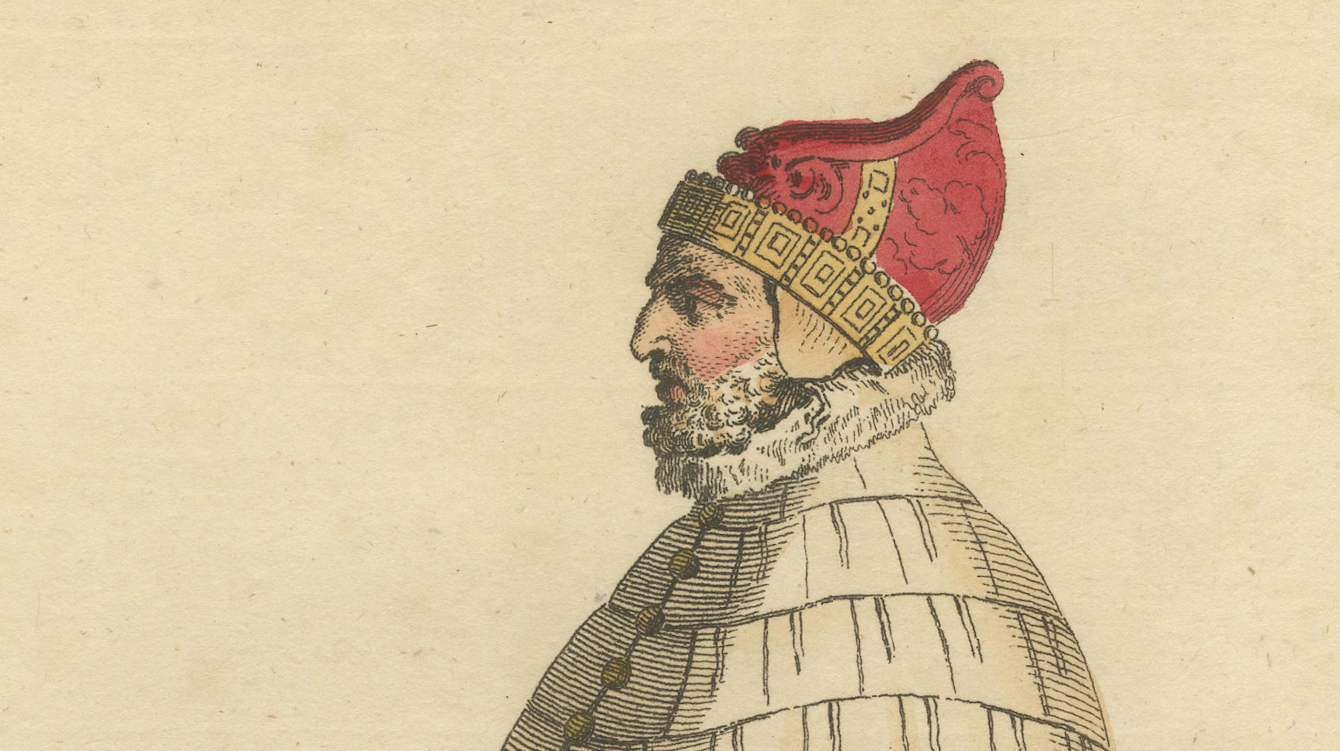 Duke & Duchess of Venice Costume Engravings in 1581, Hand-Colored Pair, 1749