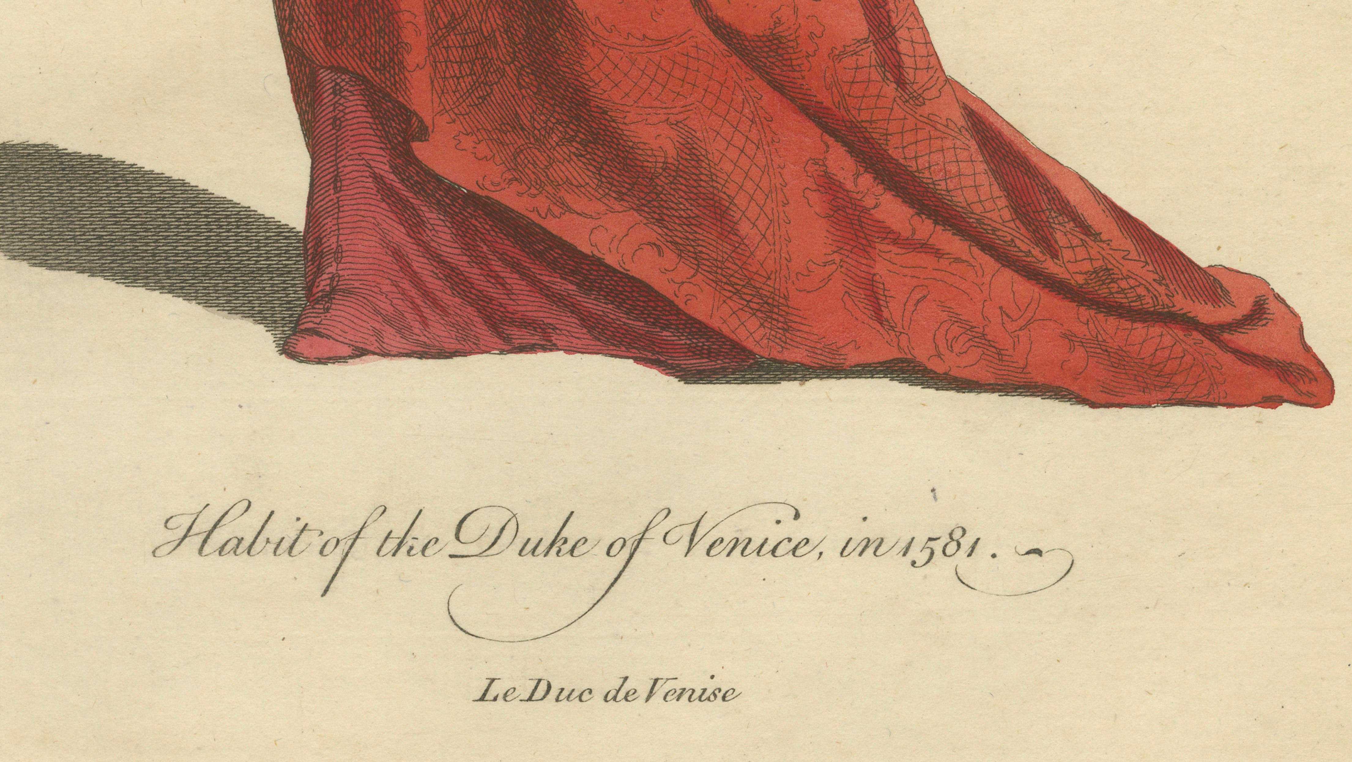 Duke & Duchess of Venice Costume Engravings in 1581, Hand-Colored Pair, 1749