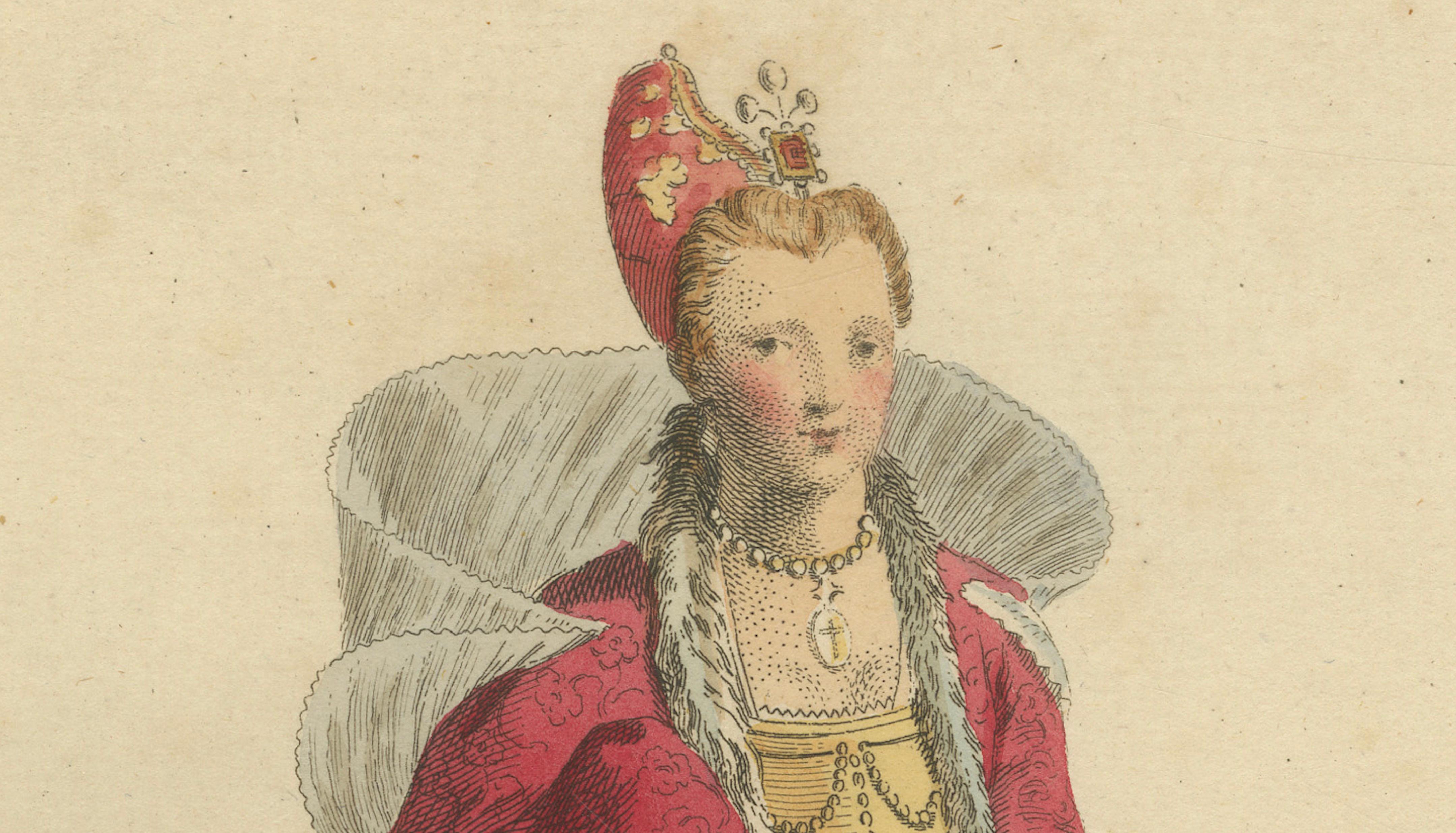 Duke & Duchess of Venice Costume Engravings in 1581, Hand-Colored Pair, 1749