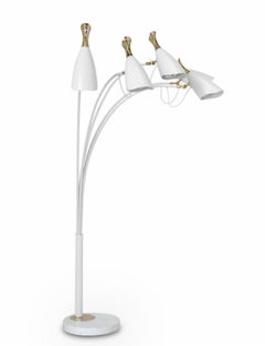 Duke Five Floor Lamp with Brass and Aluminium