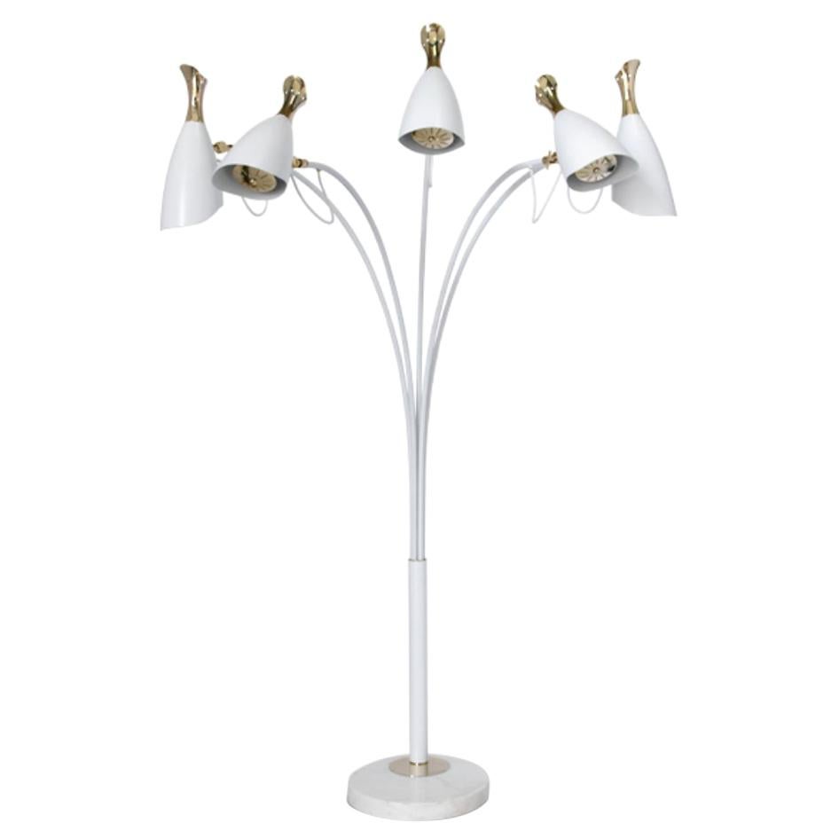 Duke Five Floor Lamp with Brass and Aluminium For Sale