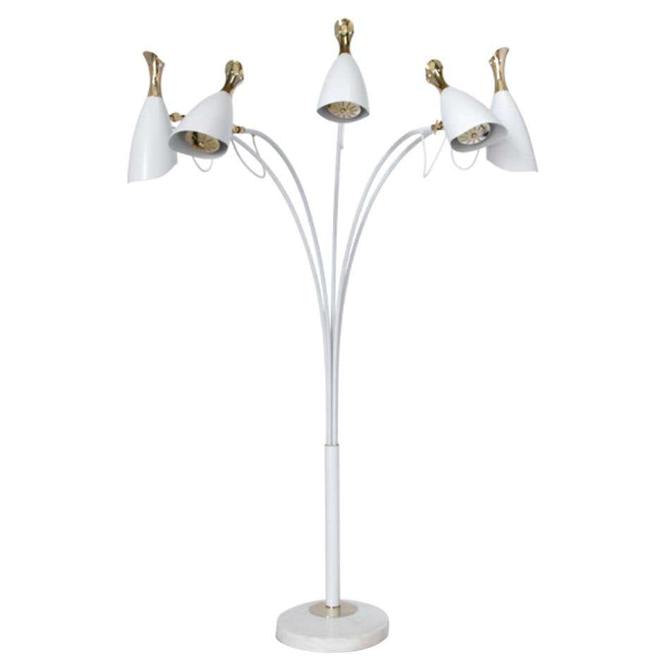 Duke Five Floor Lamp with Brass and Aluminium For Sale at 1stDibs