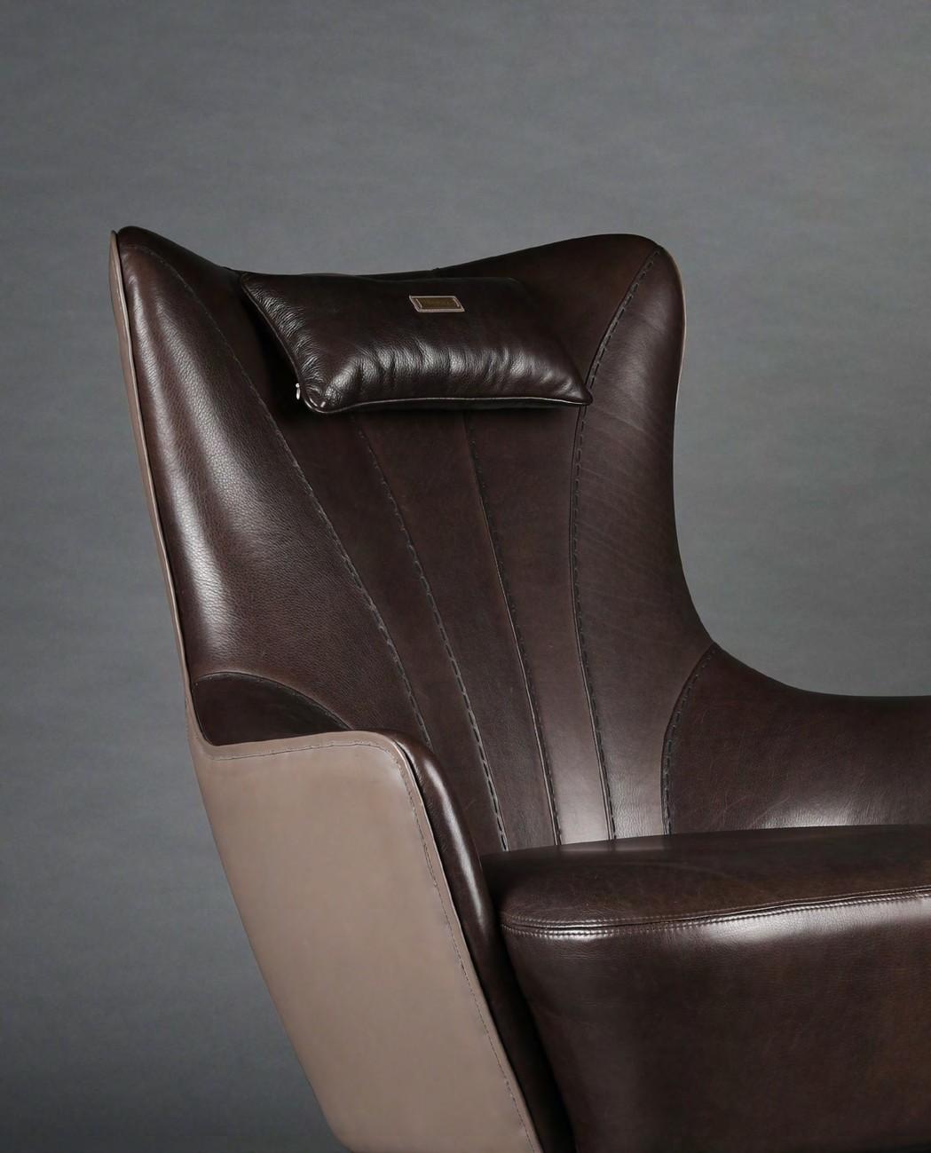 Modern Duke Leather Armchair by Madheke For Sale