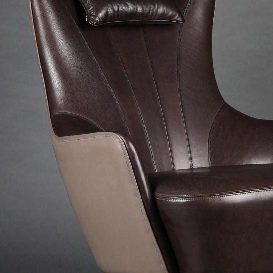 Indian Duke Leather Armchair by Madheke For Sale