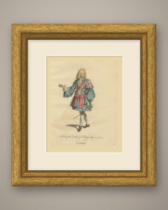 Duke of Burgundy in 1700, Hand Colored Jefferys Costume Engraving, 1757