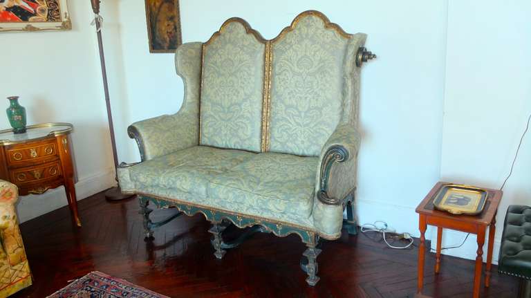 Duke of Leeds Hornby Castle Settee in Fortuny For Sale 1