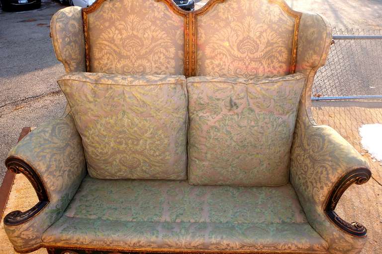 Cotton Duke of Leeds Hornby Castle Settee in Fortuny For Sale