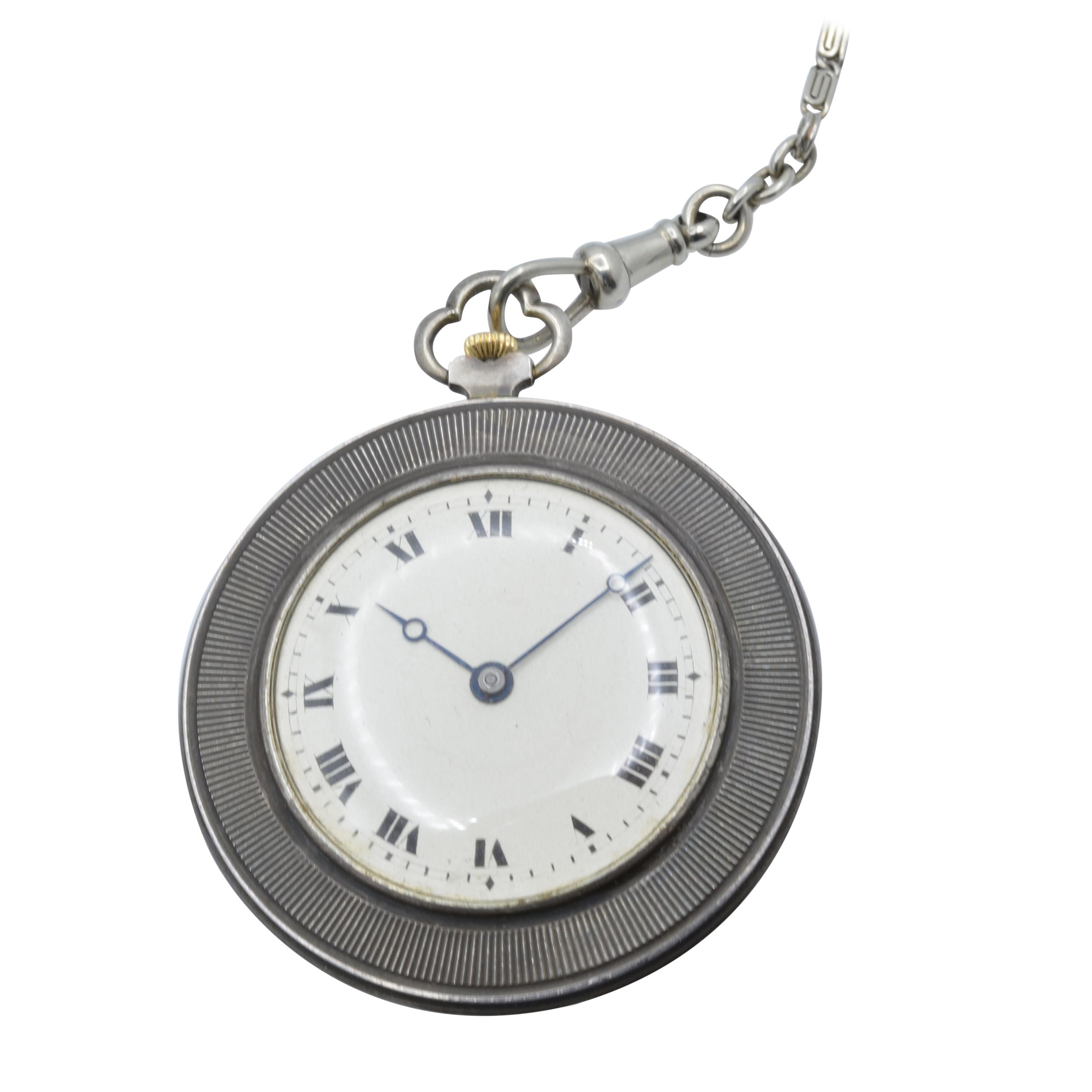 Duke of Wellington Medal Pocket Watch Silver with Chain, 1930 For Sale