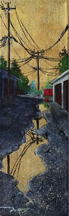 Peinture de paysage urbain impressionniste, « Golden Skies n° 25 »