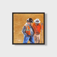 Peinture figurative impressionniste à l'acrylique, « La Conférence »